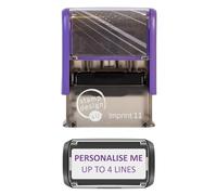 Premium 4 Line Self Inking Custom Stamp Imprint 11 Personalised Rubber Stamp - Violet Ink