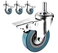 Premium 4-Pack 65mm 75mm Swivel Casters with M10 M12 Threaded Stem, Silent, Scratch-Free, and Brake for Hand Trucks & Furniture - Replacement Wheels