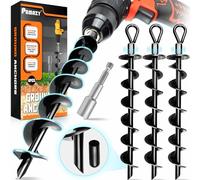 [Premium] 4 Pack Ground Anchors with Power Nut Driver Drill Bit, Ground Anchors Screw in, Swing Set Anchors, Trampoline Anchors High Wind Heavy Duty for Camping Tents, Car Ports, Swing Sets, Canopies