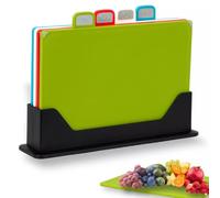 Premium 4-Piece Index Chopping Board Set - Colour-Coded Cutting Boards with Non-Slip Base & Holder - BPA-Free Plastic Kitchen Boards for Safe Food Preparation
