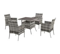 Premium 4 Seater Rattan Furniture Set - Tempered Glass - Grey