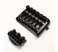 Premium 4 String Headless Bass Bridge with Locking Nut, Metal Bass Guitar Hardware Replacement Set, Individual Saddle Tuning System, Black, Compatible with Headless Bass Guitars