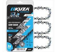 Premium 40 cm Chainsaw Chains 16 Inch 3/8 Inch .050 Inch 56TG Suitable for Gardol, Homelite, Husqvarna, Jonsered, Makita, McCulloch, Ryobi, Sterwins and Many Other Models (3 Chains)