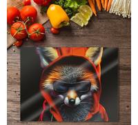 Premium 40 x 30cm 6mm Hooded Fox Glasses Worktop Saver Chopping Board Toughened