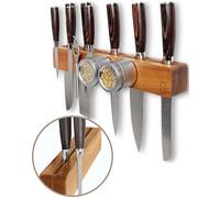 Premium 41 cm Magnetic Knife Holder for Wall with Double Storage & Charming Wood - Knife Magnetic Strip, Knife Magnet, Magnet Knife Holder Strip, Magnetic Knife Strip Knife Rack Kitchen Knife Holder