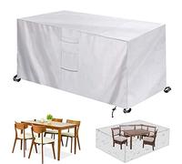 Premium 420D Oxford Waterproof Patio Furniture Cover - UV-Resistant Rectangular Table & Chair Protector, Silver - 160x160x80cm (LxWxH)
