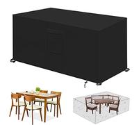 Premium 420D Waterproof Oxford Patio Furniture Cover - Rectangular Garden Table & Chair Protection, UV Resistant, Black, 160x160x80cm (LxWxH)