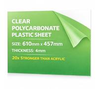 Premium 4mm Clear Polycarbonate Plastic Sheet, 610mm x 457mm