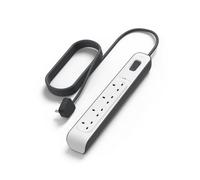 Premium 4Way 2m Surge Protected Power Strip White, MultiPlug Extension Lead