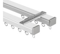 Premium 5.1m Aluminium Double Curtain Track with Silent Rollers - Complete Set for Ceiling or Wall Mounting Ideal for Bed RV & Curtain Systems (White)