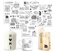 Premium 5 Candle Tattoo Set with Hydroslide Foil - Romantic Home Decoration, Easter & DIY Gift Pattern, Simple Decals (Black Type A)
