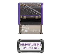 Premium 5 Line Self Inking Custom Stamp Imprint 12 Personalised Rubber Stamp - Violet Ink