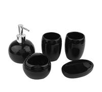 Premium 5 Pcs Black Ceramic Bathroom Accessories Set Complete Bathroom Soap Dispenser Set. Black Bathroom Decor Sets Accessories. Bathroom Toothbrush Holder Set. Bathroom Accessories Set (Black)
