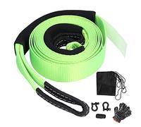 Premium 5 Ton Heavy Duty Tow Rope 5 Meters Long Vehicle Recovery Strap with Shackles for Off Road Trailering Rescue Durable Polyester Fiber Pulling Strap (Green)