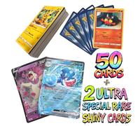 Premium 50 Card TCG Bundle with Shiny Cards & 2 Special Rare Cards (EX, GX, V, VMAX, or Full Art) - Compatible with Pokemon TCG