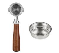 Premium 51mm Bottomless Portafilter for EC680/EC685 Machines - Rosewood Handle Dual Stainless Steel Baskets -Grade Visualization