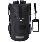 Premium 55L Waterproof Dry Bag Backpack, Sack with Phone Dry Bag, Perfect for Boating/Kayaking/Hiking/Canoeing/Fishing/Rafting/Swimming/Camping/Snowboarding (Black, 55 Litre)