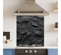 Premium 59.5 x 74.5cm Abstract Black 6mm Glass Toughened Kitchen Splashback