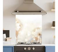 Premium 59.5 x 74.5cm Abstract Dandilion 6mm Glass Toughened Kitchen Splashback