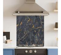 Premium 59.5 x 74.5cm Black Marble 6mm Glass Toughened Kitchen Splashback