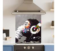 Premium 59.5 x 74.5cm Colourful Thought 6mm Glass Toughened Kitchen Splashback