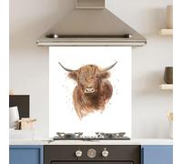 Premium 59.5 x 74.5cm Drawn Cow 6mm Glass Toughened Kitchen Splashback