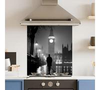 Premium 59.5 x 74.5cm Monochrome BigBen 6mm Glass Toughened Kitchen Splashback