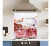 Premium 59.5 x 74.5cm Red Gold Marble 6mm Glass Toughened Kitchen Splashback