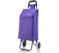Premium 59L Lightweight Shopping Trolley, Hard Wearing & Foldaway Trendy Folding/Collapsible Push/Pull Carts for Easy Storage with 2 Strong Wheels (59L, Purple)