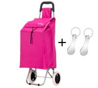 Premium 59Ltr Foldable Shopping Trolley with 2Pcs Stainless Steel Trolley Token, Hard Wearing & Lightweight Trendy Collapsible Push/Pull Cart for Easy Storage with 1 Year Guarantee (Pink)