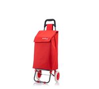 Premium 59Ltr Foldable Trolley on Wheels, Hard Wearing & Lightweight Trendy Collapsible Push/Pull Cart for Easy Storage with 1 Year Guarantee (Plain Red)