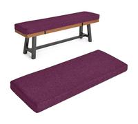 Premium 5cm Thick Purple Linen Seat Cush for Benches Removable & Washable Non-Slip Pad Ideal for Garden Corner and Dining Benches - 110x30cm