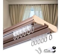 Premium 5m Double Ceiling Curtain Track Set Aluminum Glide Curtain Rail with AccessoriesIdeal for Bathrooms Hotels and Privacy (Champagne 16.4FT)