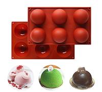 Premium 6-Cavity Semi-Ball Silicone Baking Mould, FantasyDay Anniversary Birthday Tray-Wedding Festival Party Silicone Cake Mold for Muffins Brownie Cornbread Candy Chocolates Butter Soap Gummy Bread