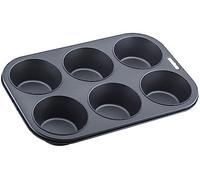 Premium 6 Cup Deep Muffin Pan - Non-Stick, Carbon Steel, Dishwasher Safe - Excellent Heat Conduction - 32cm Length x 22cm Width x 4.25cm Height - Easy to Clean