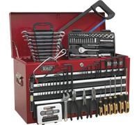 Premium 6 Drawer Tool Chest With 98 Piece Tool Kit - Red And Grey Finish