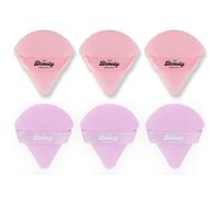 Premium 6-Pack Triangle Powder Puff Set - Ultra-Soft Velour & Cotton Sponges for Flawless Application - Makeup Puffs for Loose, Body Powder, Foundation, Concealer, & Blending (Purple/Pink)