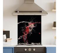 Premium 60 cm x 75 cm Water Splash Glass 6mm Kitchen Splashback Heat Resistant Toughened Polished Edges - Back Splash Back Coloured Hob Painted Tempered Splashback