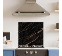 Premium 60 x 60cm Black Gold Marble 6mm Glass Toughened Kitchen Splashback