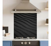 Premium 60 x 70cm Black Sand Dune 6mm Glass Toughened Kitchen Splashback