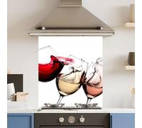 Premium 60 x 70cm White Wine Glasses 6mm Glass Toughened Kitchen Splashback