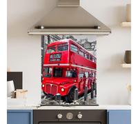Premium 60 x 75cm 6mm Glass Red London Bus Kitchen Splashback Toughened Choose Your Print Multi One Size