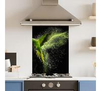 Premium 60 x 90cm Green Parrot 6mm Glass Toughened Kitchen Splashback