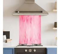 Premium 60 x 90cm Pink Brush Stroke 6mm Glass Toughened Kitchen Splashback