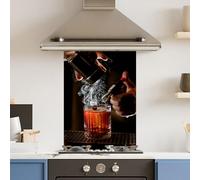 Premium 60 x 90cm Whiskey Cocktail 6mm Glass Toughened Kitchen Splashback