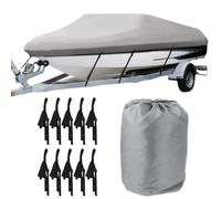 Premium 600D Waterproof Heavy Duty Boat Cover 11 22 Ft UV Resistant & Dustproof Canvas for Fishing Ski & Marine Use Trailerable V Hull Outdoor Protection (20 22ft Grey)