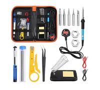 Premium 60w Soldering Iron Kit for DIY Repairs Fast Heating Adjustable Temperature 5 Precision Tips Desoldering Pump Solder Wire Wire Stripper Cutter All in One Electric Welding Tool Set with Storage