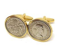 Premium 61st birthday gifts for him 1965 Original Lucky Sixpence 6d Birthday Cufflinks ideal for a 61st birthday HT (Gold)