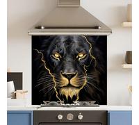 Premium 65 x 60cm Gold Lion 6mm Glass Toughened Kitchen Splashback