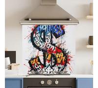 Premium 65 x 60cm Grafitti Dollar 6mm Glass Toughened Kitchen Splashback
